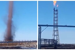 Под Тюменью мужчина заснял огромный пыльный вихрь