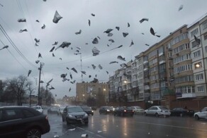 В Омске мужчина улетел с крыши во время урагана