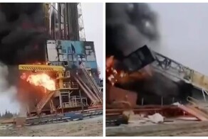 На Ямале из-за пожара  на нефтегазовом месторождении обрушилась вышка