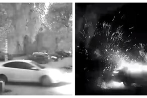 Автомобиль такси взорвался, проезжая мимо подъезда