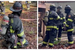 Пожарные забавно трясут телом на работе