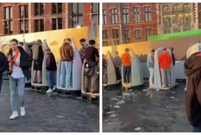 В Амстердаме на центральном вокзале установили открытые туалеты для мужчин