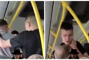 Конфликт мужчины с подростками  в автобусе
