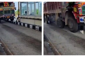 Пьяный водитель грузовика врезался в пункт взимания платы