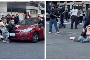 Автомобиль наехал на протестующую