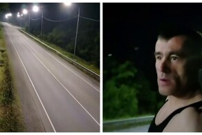 В Приморье мужик записывает видео сидя на фонарных столбах