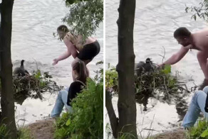 Неадекватный мужчина разоряет гнездо лысух