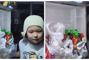 В Китае на камеры попала полуночная преступная операция по выносу вкусняшек из холодильника