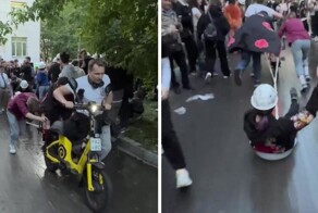 Студенты Бауманки отпраздновали выпуск катаниями в тазах