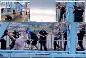 В США полицейский избил активиста, блокировавшего дорогу в знак протеста против миграционной политики