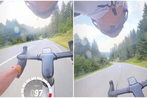 Падение с велосипеда на скорости около 90 км/ч