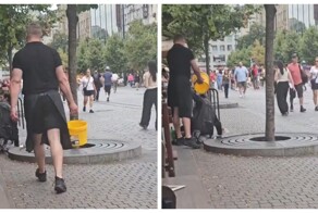 Работник ресторана окатил бездомного водой