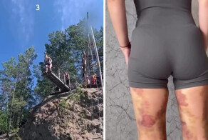 Прыжок в воду с большой высоты под 90°