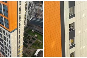 Без защиты и страховки: в Москве девушка помыла окна на 27 этаже