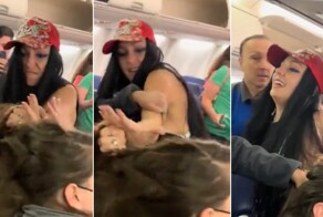 Пьяная художница схватила за волосы попутчицу в самолете, плюнула в неё