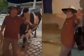 Мужчина выпил лишнего на вечеринке: гуляку домой проводил бычок