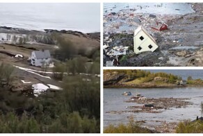 Очевидцы сняли, как оползень уносит в море несколько домов