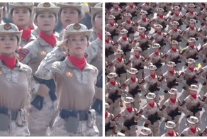 Китайские девушки на военном параде в Пекине