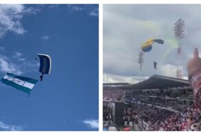 Показательное выступление парашютистов в Гондурасе