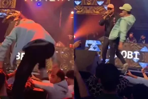 Рэпер  сбросил фаната со сцены во время концерта в Роттердаме