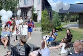На свадьбе кольца улетели в небо вместе с воздушными шарами