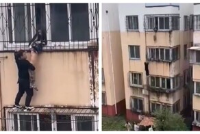 Курьер помог спасти ребёнка, застрявшего в балконной решетке