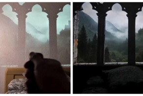 Проектор и видеролик превратили спальню в замок