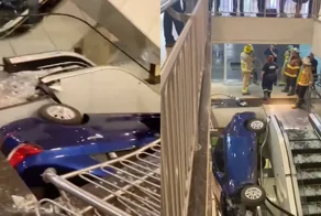 Прямая дорога в ТЦ: автоледи в Парагвае въехала на эскалатор