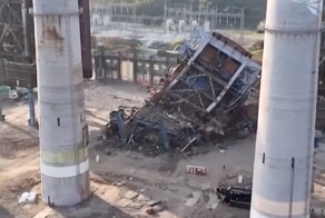 В Южной Корее обрушилась 60-метровая башня ТЭЦ