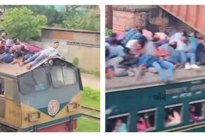 Отчаянные любители кататься на крыше поезда