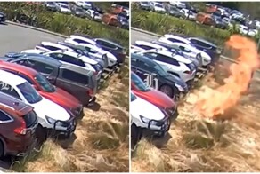 Припарковался и случайно спалил 28 автомобилей