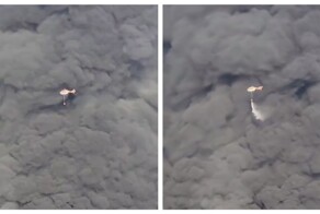 Вертолет тушит пожар в логистическом центре в Южной Корее