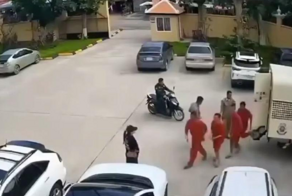 Момент побега преступников в Камбодже