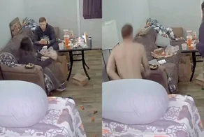 Мужчина в панике из-за паука