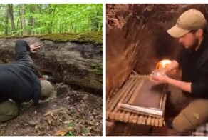 Временное жилище под упавшим деревом