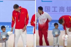 Тёплый момент на Национальных играх: баскетболист обменял талисман ради сына