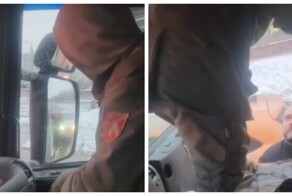 Легковушка против грузовика: водитель выскочил и устроил скандал