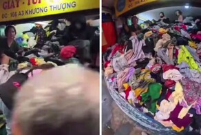 Во Вьетнаме туристы нашли  секонд-хенд, полностью заваленный одеждой до самого потолка