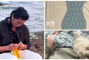 Бодибилдер связал платье для своей девушки