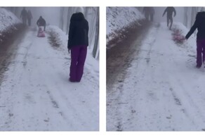 Ребенок чуть не пострадал во время катания с горки