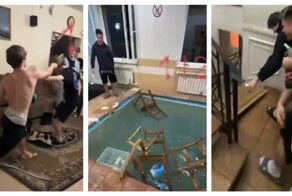 Кадры вечеринки студентов, во время которой был разгромлен дом