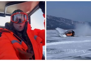 На багги по Байкалу: экстремалы устроили заезд по замёрзшему озеру