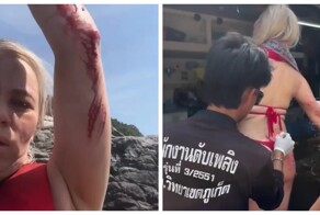 Девушка чудом выжила после удара о скалы во время шторма в Таиланде