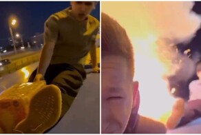 Подростки устроили салют с крыши движущегося автобуса