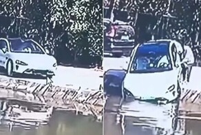 В Китае электрокар Xiaomi уехал прямо в воду из-за включенной автоматической парковки