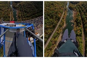 Прыжок с одного из самых высоких автомобильных мостов в США