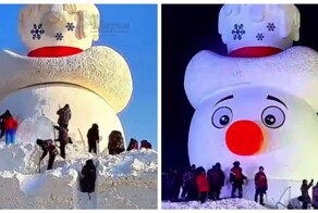 В Китае построили гигантского снеговика