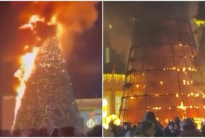 В грузинском городе Гардабани сгорела главная новогодняя ёлка