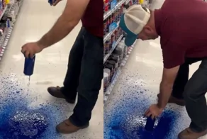 Баллон с краской устроил хаос в магазине