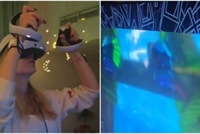 Девушка погрузилась в виртуальную реальность с головой